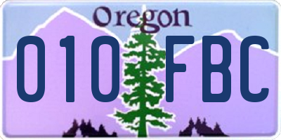 OR license plate 010FBC