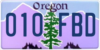 OR license plate 010FBD