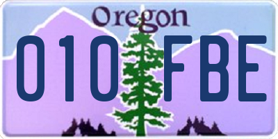 OR license plate 010FBE