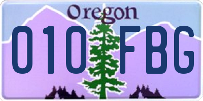 OR license plate 010FBG
