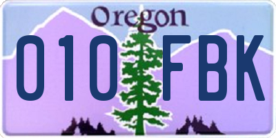 OR license plate 010FBK