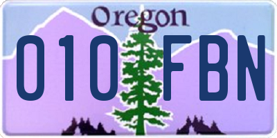 OR license plate 010FBN