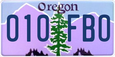 OR license plate 010FBO