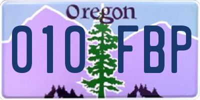 OR license plate 010FBP