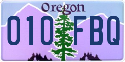 OR license plate 010FBQ