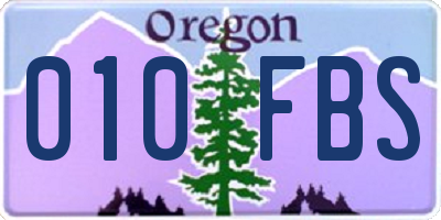 OR license plate 010FBS