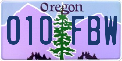 OR license plate 010FBW