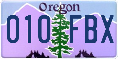 OR license plate 010FBX