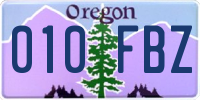 OR license plate 010FBZ