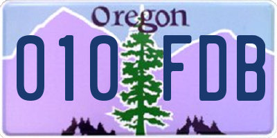 OR license plate 010FDB