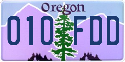 OR license plate 010FDD