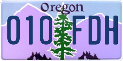 OR license plate 010FDH