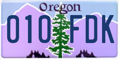 OR license plate 010FDK