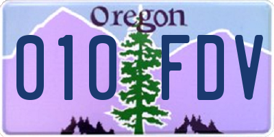 OR license plate 010FDV