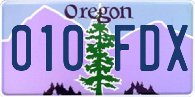 OR license plate 010FDX