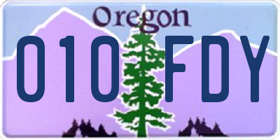 OR license plate 010FDY
