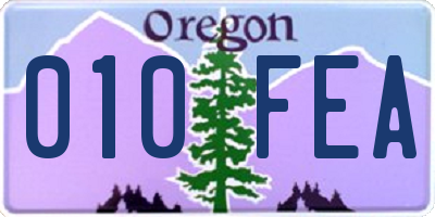 OR license plate 010FEA