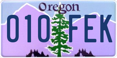 OR license plate 010FEK