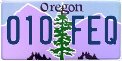 OR license plate 010FEQ
