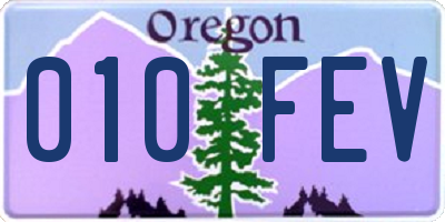 OR license plate 010FEV