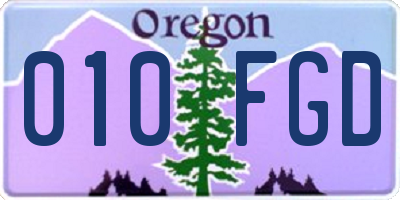 OR license plate 010FGD