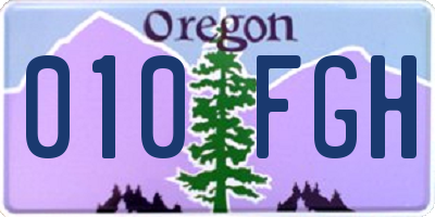 OR license plate 010FGH