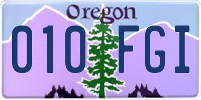 OR license plate 010FGI