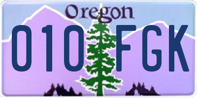 OR license plate 010FGK