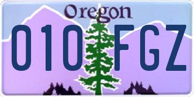 OR license plate 010FGZ