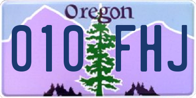 OR license plate 010FHJ
