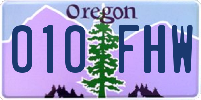 OR license plate 010FHW