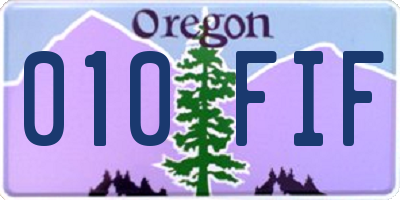 OR license plate 010FIF