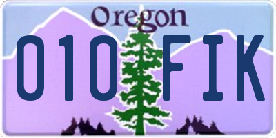 OR license plate 010FIK
