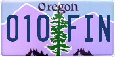 OR license plate 010FIN