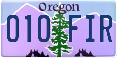 OR license plate 010FIR
