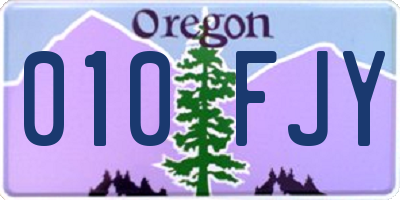 OR license plate 010FJY