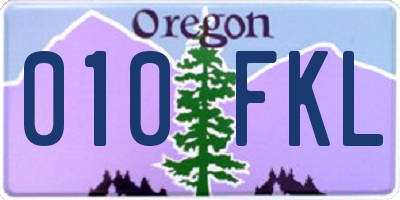 OR license plate 010FKL
