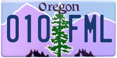 OR license plate 010FML