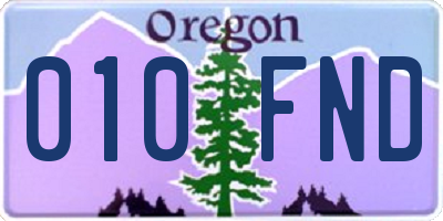 OR license plate 010FND
