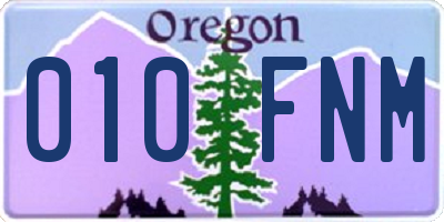 OR license plate 010FNM