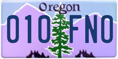 OR license plate 010FNO