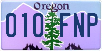 OR license plate 010FNP
