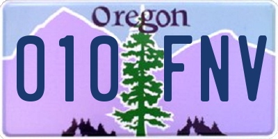 OR license plate 010FNV