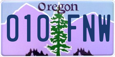 OR license plate 010FNW
