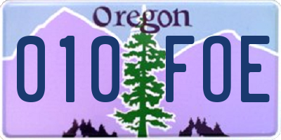 OR license plate 010FOE