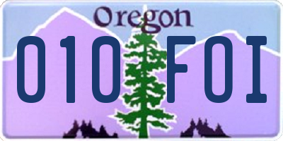 OR license plate 010FOI