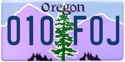 OR license plate 010FOJ