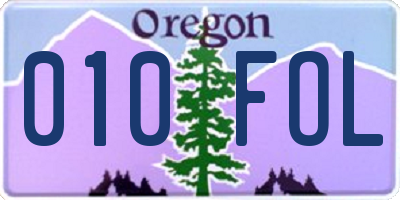 OR license plate 010FOL
