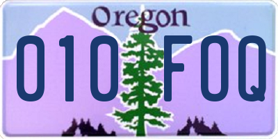OR license plate 010FOQ