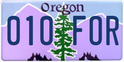 OR license plate 010FOR